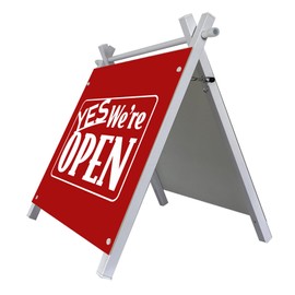 2 UNITS WHITE Real Estate New Open House Sign A-Frame Sign Holder Stand 22"x18"(WxH) （Frame ONLY） (2 UNITS)