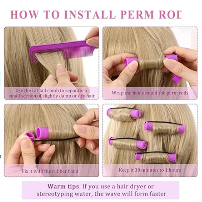 40Pcs Perm Rods Permanent Wave Curling Rods 4 Sizes Plastic