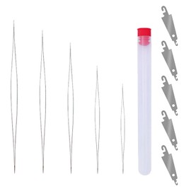 5 Aghi Per Perline (Con 1 Bottiglia Trasparente) E 5 Infila Uncino In Ferro, Aghi Per Perline A Occhio Grande, Aghi Per Infilare, Accessori Per Infilare Per La Creazione Di Gioielli Per Collane