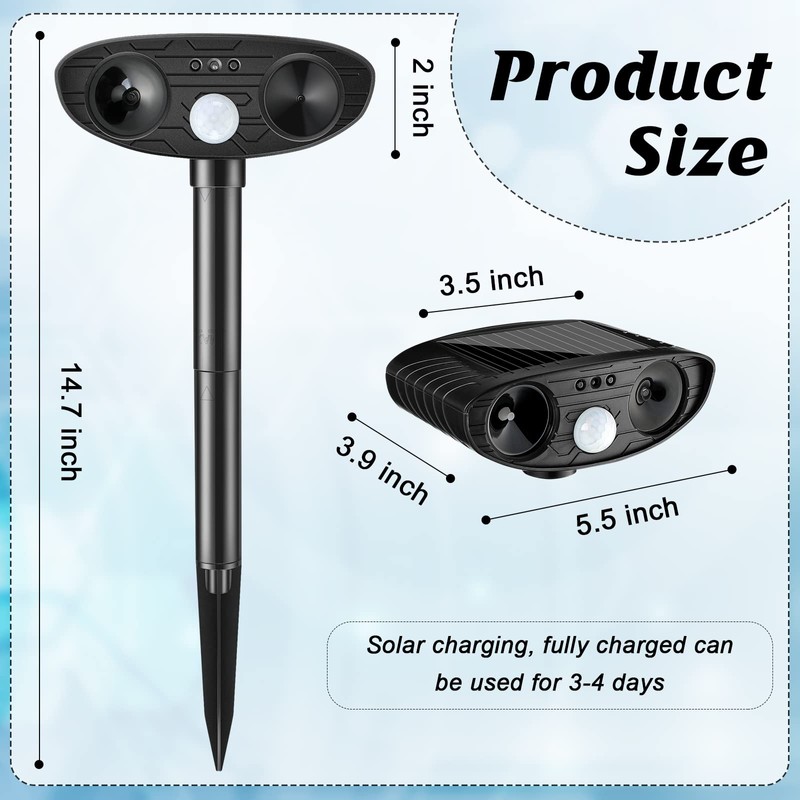 Kittmip Ultrasonic Animal Repellent Outdoor Solar Powered Repeller Cat Dog