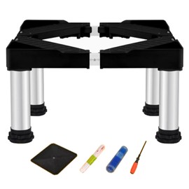 XRB2050 Heavy Duty Mini Fridge Stand-Adjustable , 12" Height Washer and Dryer Pedestals, Adjustable Universal Fridge Holder for Dorm Appliance and Ice maker stand(Black) (11.4"-12.5" Height)