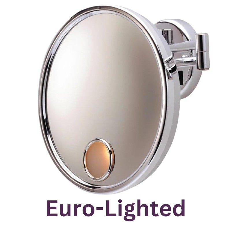 JERDON 9-Inch Euro Lighted Wall Mount Makeup Mirror - Direct