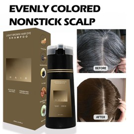 Hair Dye Shampoo, Hair Dye Botanical Formulation No Hair Damage No Bleach, Dark Brown Light Brown Gray Hair Dye Shampoo Instant Hair Color Shampoo for Women Men (Light Brown)
