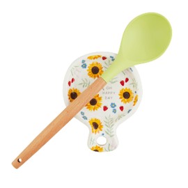 Mud Pie Sunflower Spoon Rest Set; Rest 5 3/4" X 4 1/2" | Spoon 12 1/2"
