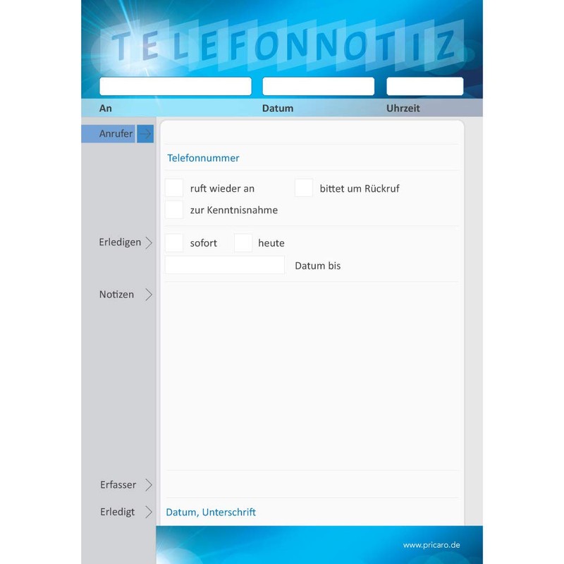 PRICARO 10 x A6 Operating System Telephone Notepad