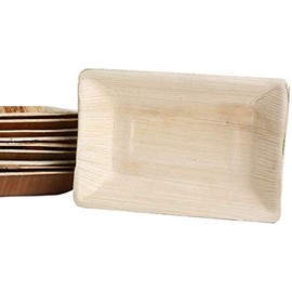 KOKA Palm Leaf Disposable Plates Rectangular Environmentally Friendly Disposable Tableware Compostable External Dimensions 11.5 x 16.5 cm Pack of 10