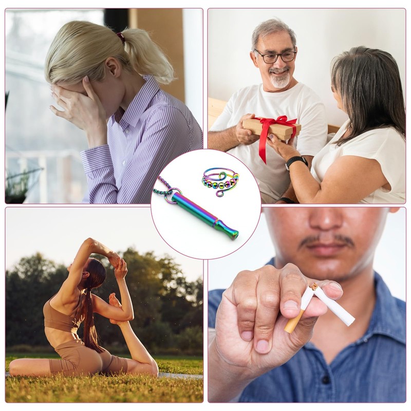 DHINCHANSAIB Anxiety Necklace with Rings Smoking Quitting Aid Smoking Quitting