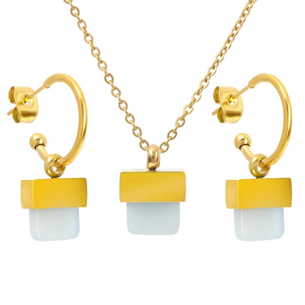 TaYolnFaSo Natural Stone Necklace and Earrings Set for Women 18K