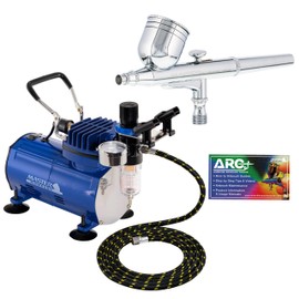 Master Airbrush Multi-Purpose Gravity Feed Air Brush Kit with Air Compressor - Model G22 Gravity Feed Dual-Action Airbrush with 1/3 oz. Fluid Cup and 0.3 mm Tip, Hose, 1/5hp Compressor
