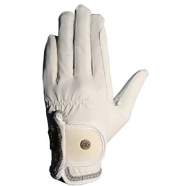 AK Horse Riding Gloves for Competition & Dressing with Crystal Diamante AKRS-6366 (White, L)