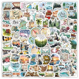 103 Pcs Outdoor Travel & Adventure Stickers, Vinyl Decals for Laptops, Water Bottles, Skateboards, Scrapbooks, Bikes, Phones & More – Nature, Hiking & Camping Themed Stickers for Teens & Adults