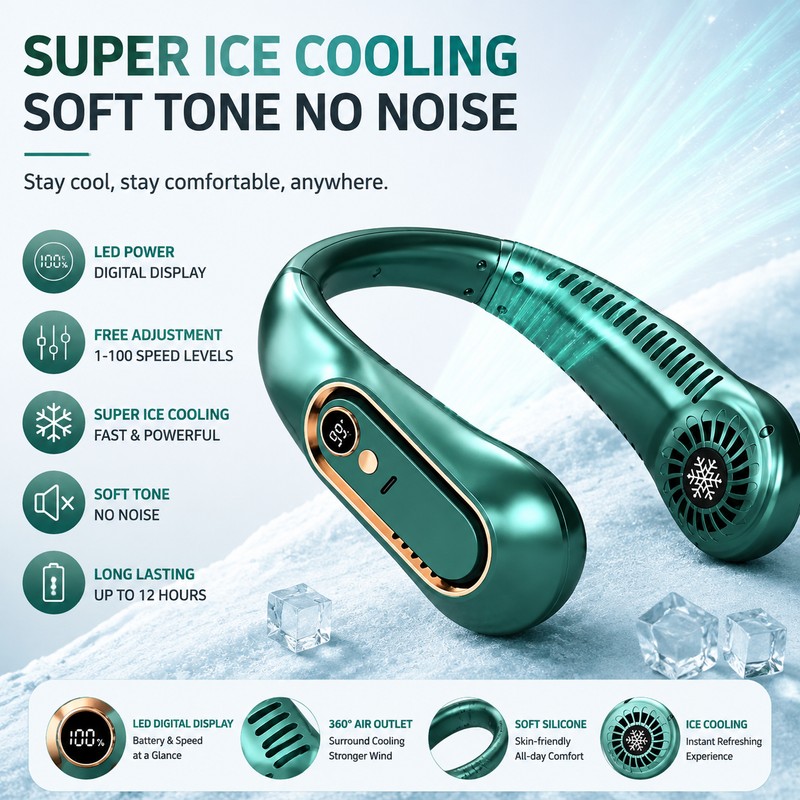 Portable Handheld & Neck Refrigeration Fan for Outdoor Cooling –