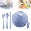 AstraGlam Blue Bowl with Matching Cutlery Set, 300 ml Capacity,