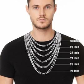 Fiusem Silver Tone Cuban Link Chain for Men, 4mm Mens Chain Necklaces, Miami Cuban Chain Necklace for Men Women 18 Inch