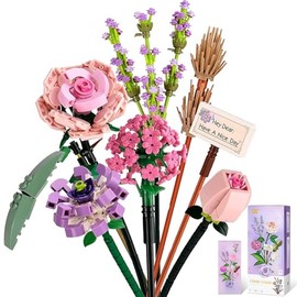 Bloques de Construcción Ramo de Flores,Mini Bloques de Construcción Para Niños Mayores De 3 Años,Juego de Bloques De Flores, Decoración del Hogar Plantas Artificiales Con Exquisitas Cajas de Embalaje