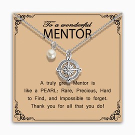 MAOFAED Mentor Appreciation Gift, Compass Necklace for Mentor, Leadership Gift Idea for Teacher,Instructor,Coaches(wonderfulMentor)