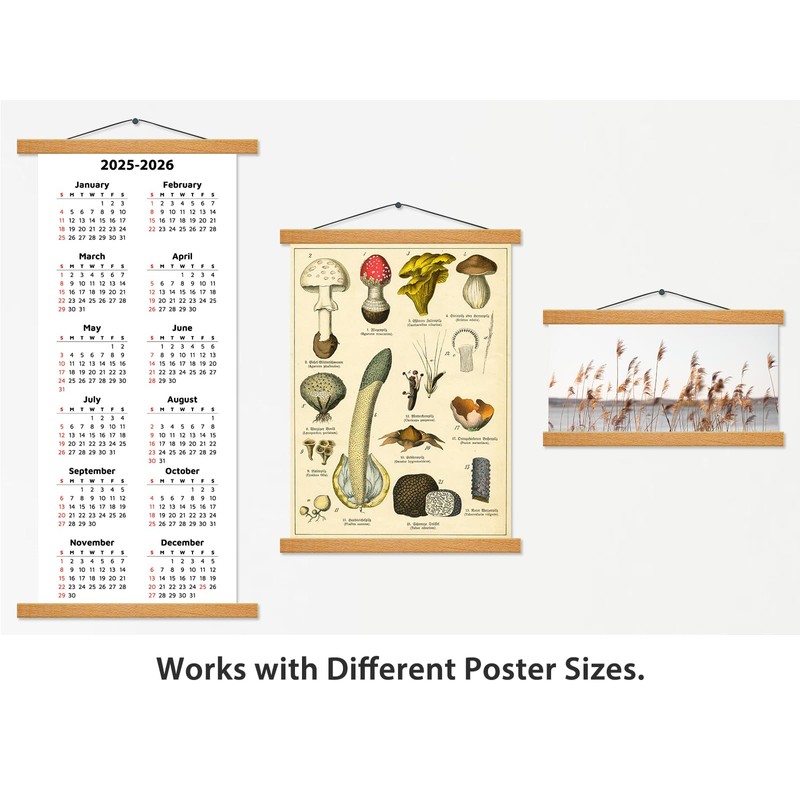 HONKKI Magnetic Poster Frame Hanger, Natural Teak, Poster Hanger for