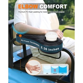 SKYJDM Golf Cart Armrest with Cup Holder & Rear Seat Organizer, No Drilling Golf Cart Diamond Arm Rest Fits 1" Square Tube Frame Compatible with EZGO Club Car Yamaha, Enhanced Storage & Comfort