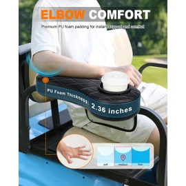 Golf Cart Armrest with Cup Holder & Rear Seat Organizer, No Drilling Golf Cart Diamond Arm Rest Fits 1" Square Tube Frame Compatible with EZGO Club Car Yamaha, Enhanced Storage & Comfort