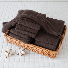 GamachaTowel Face Towels in 22 Colors, Brown, Set of 10, Easy to Use for Kitchen and Bathroom, Thin Towel, 100% Cotton, Skin-friendly, Absorbent, Quick Drying, Regular Size