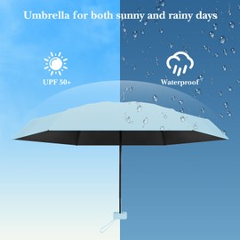 Mini Travel Umbrella, Travel Umbrella, 6 Ribs Mini Umbrella, Small UV Umbrella, UV Foldable with Capsule Box, Travel Waterproof and Windproof for Men and Women, Dark Night