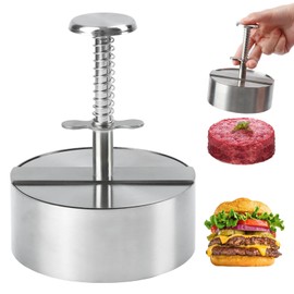 KAYCROWN Burger Press, Adjustable Hamburger Patty Maker Food Grade 304 Stainless Steel, Non-Stick Stuffed Patty Molds Making for Beef, Vegetables, Meat, BBQ, Party Grill