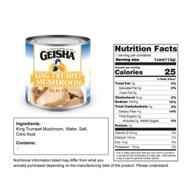 GEISHA King Trumpet Mushroom 4OZ. (Pack of 12), King Trumpet | Halal Certified － NON-GMO － Gluten Free－Good Source of Fiber－Only 25 Calories per Container