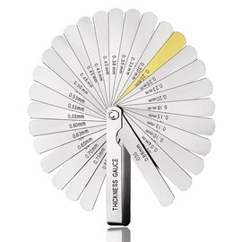 Youzzei 32 Blades Feeler Gauge, 0.04-0.88mm(0.0015-0.035 Inch) Dual Markered Feeler Gauge Imperial and Metric, Stainless Steel Feeler Gauges Metric for Guitar/Spark Plug/Piston Measure