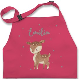 Geschenk mit Namen personalisiert by Shirtracer - Children's Apron for Boys and Girls - Cute Deer, 3 Pink