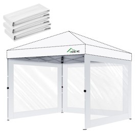 Acepic Clear Canopy Sidewalls for 10x10 Pop Up Tent, Transparent Window Curtain Cloth, 8 Mil PVC Enclosure Fabric with Zipper, 3Pack Sidewalls Only, (White)
