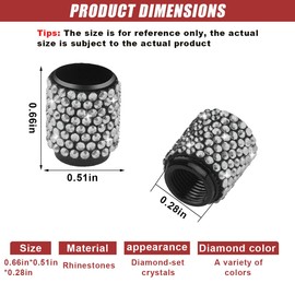 DUSCOKE 4PCS Bling Crystal Diamond Tire Stem Valve Caps- Handmade Shinny Rhinestone Car Wheel Tire Valve Caps for Women- Attractive Dustproof Valve Stem Covers Universal for Most Vehicles (White)