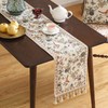 ISAENNE Designer Elegant Linen Table Runner 118 Inches, Flower and