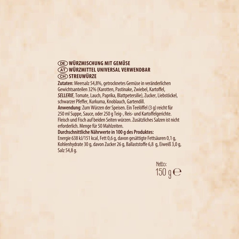 PODRAVKA VEGETA NATUR SEASONING 150G