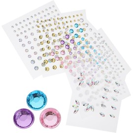 Yardwe Pegatinas Faciales 6 Hojas de Cristales Acrílicos de Gemas de Imitación Fáciles de Usar Varios Estilos para Cara y Cuerpo para Maquillaje y Decoración Corporal en Varios Estilos