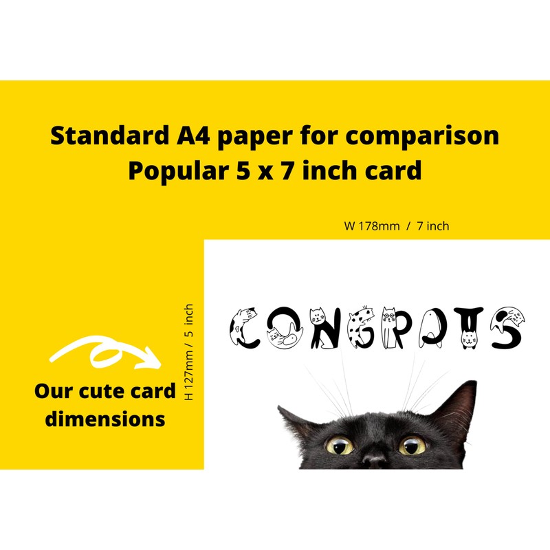Congrats Card with Black Cat Peeking - Achievement and Well