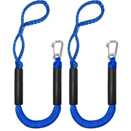 Bungee Dock Lines - Boat Ropes for Docking with 316 Stainless Clips, Built in Snubber,Dock Mooring Lines Rope | Docking Accessories & Boating Gifts for Men (Blue, 2 feet to 2.6 feet)