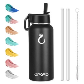Opard Insulated Water Bottle 32 oz Stainless Steel Vacuum Double Walled Keeps Hot and Cold Sports Metal Water Bottle with Leak Proof BPA Free Straw Lid