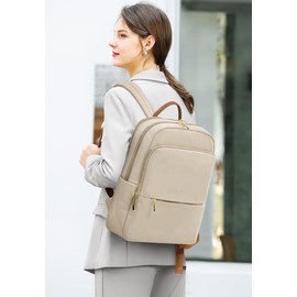 DIRRONA Backpack Women Fashion Casual Business Backpack Large Capacity Work School Bag Waterproof Travel Shoulder Bag 14-Inch Laptop Nylon Womens Backpack Apricot