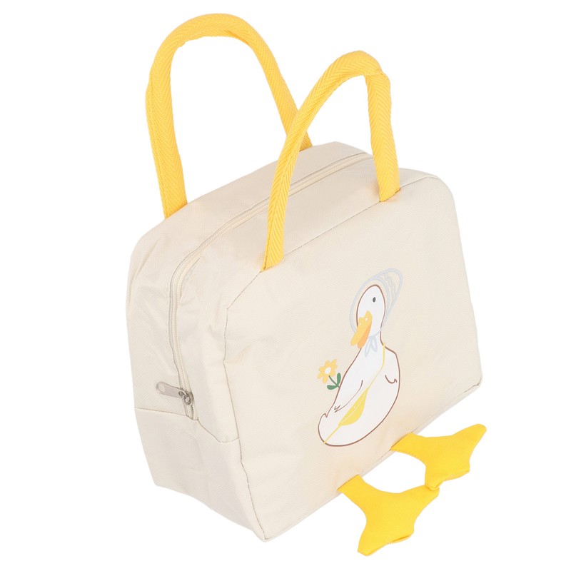 Lunch Bag Cartoon Duck Pattern Waterproof Zipper Closure Sturdy Handle