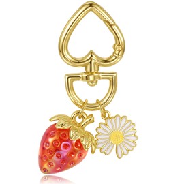 Wullina Strawberry Keychain, Purse Charms Bag Charms for Handbags,Strawberry Key chains Accessories Decor Purse Gift (Strawberry Flower)