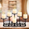 Fireplace Candelabra Candle Holder Matte Black Metal Candleholder with 6