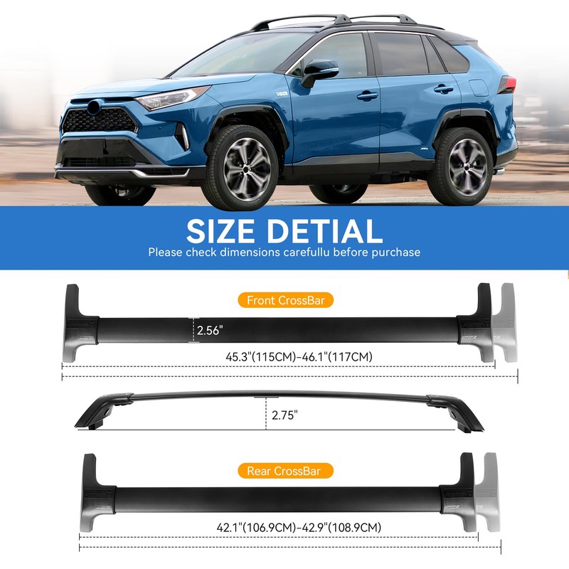 220LBS Roof Rack Cross Bars for 2019-2025 RAV4 XLE XSE