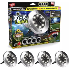 Bell & Howell Disk Lights Deluxe Solar Powered 3.75 W LED Garden Light 4 pk