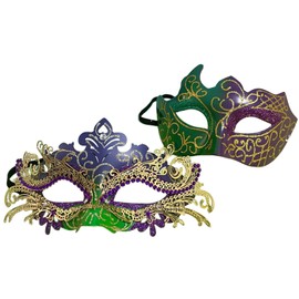 Kurmingary Couple Masquerade Mask Set, Venice Party Mask, Ancient Greek Roman Warrior Venetian Half Face Masks - Green Purple