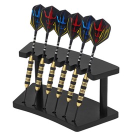 Naissgo Wooden Dart Holder Stand for Desk or Shelf – Holds 6 Fully Assembled Steel or Soft Tip Darts – Compact Tabletop Display Rack for Dart Storage and Organization