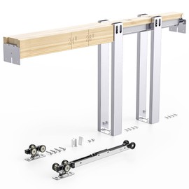 EaseLife 30x80in Pocket Door Frame Kit with Two-Way Soft Close Mechanism for 2X4 Studs Wall,Sliding Hardware for 24"-30" Wide Door,Aluminum,Slide Smoothly Quietly,Easy Install,No Door (30in x 80in)