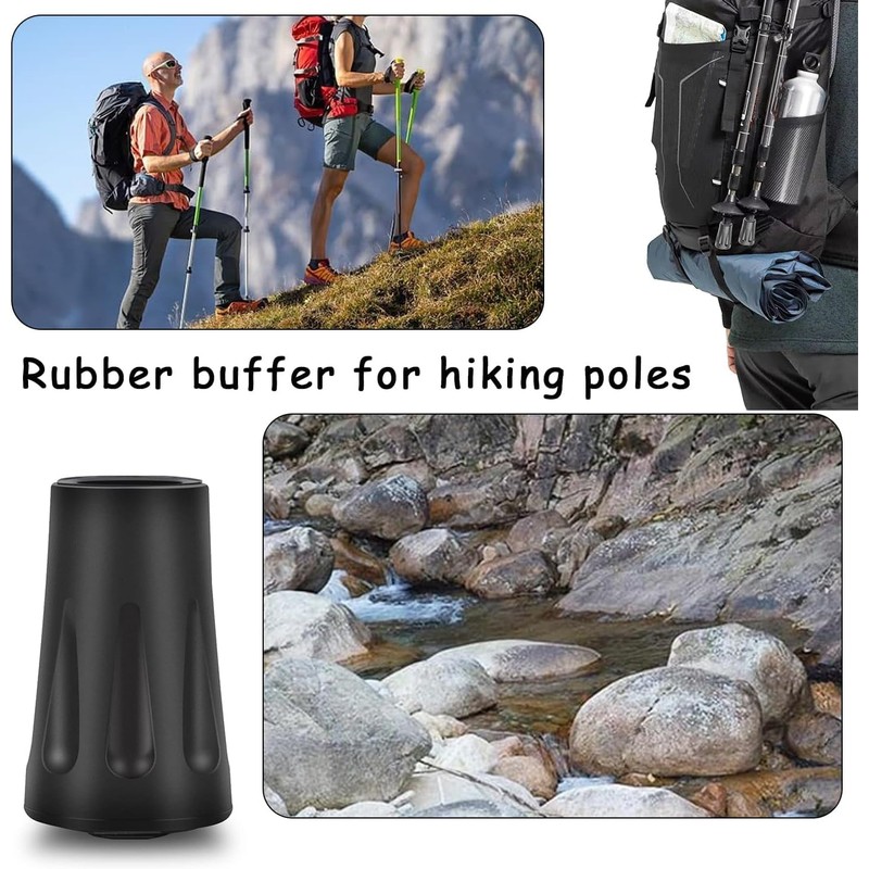 6-Pack Heavy Duty Walking Stick Tips - Reinforced Rubber Ferrules