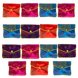Bleiou 15 Pcs Jewelry Silk Purse Pouch Brocade Gift Bags Mix Colors(Medium)