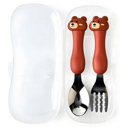 2 Piece Travel Carry Set,Portable Tableware for Children,Toddler Spoon & Fork Set with Travel Case