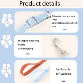 PAPIEEED Puppy Harness & Leash Set, Soft Mesh Padded Cat Harness Cute Dog Vest for Outdoor Walking, Running